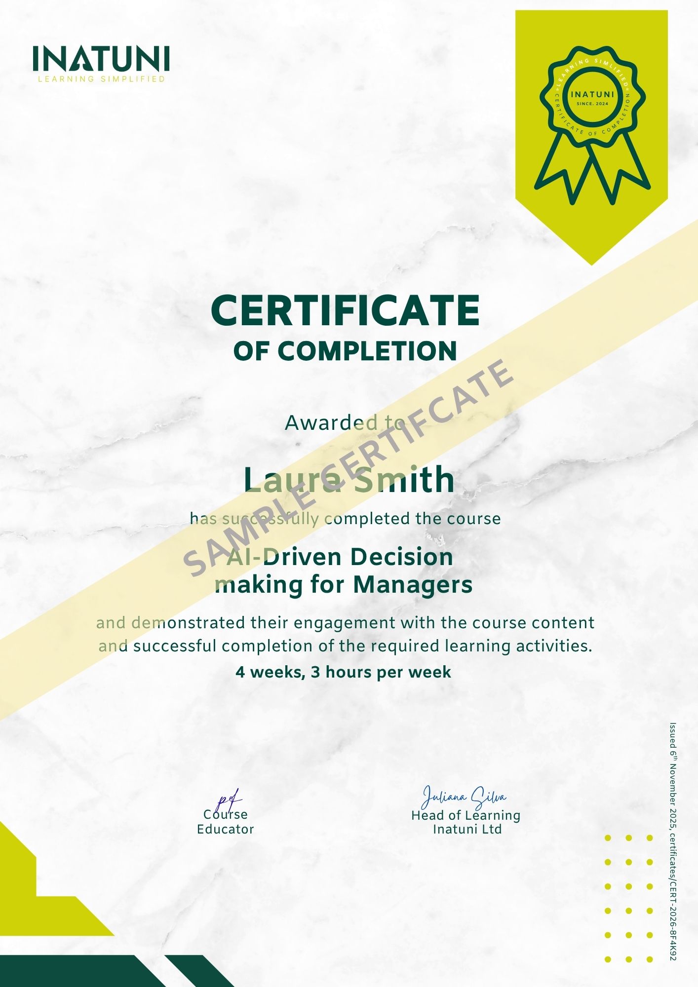 Certificate of Completion